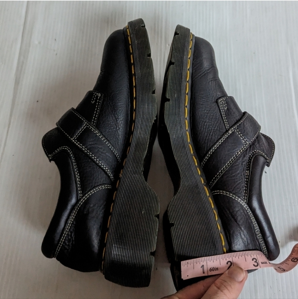 DOC MARTENS 3A78 chunky platform black leather buckle monk loafers Creepers - Picture 3 of 8